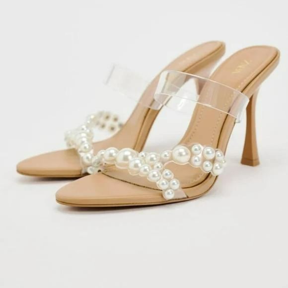 ZARA HEELED VINYL SANDALS WITH FAUX PEARLS - Picture 2 of 6